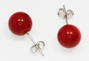 Boucles d`Oreilles Corail Poli 12-13mm Clous Argent 925