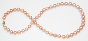 Collier de Perles de Culture Eau Douce Roses 8mm AA+