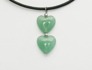 Pendentif Coeurs en Jade, Argent 925