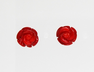 Boucles d`Oreilles Corail 12mm Rose Sculptée, Or ou Argent