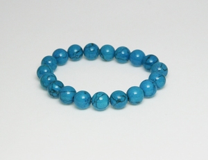 Bracelet Turquoise Bleue Pierre Semi Précieuse Ronde 10-11mm