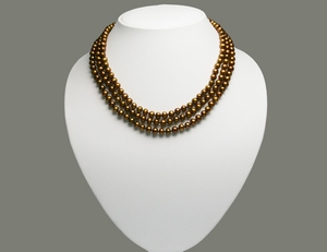 Collier de Perles de Culture Eau Douce 3 Rangs 6-7mm Bronze