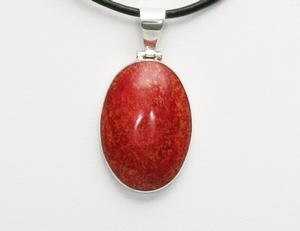 Pendentif Corail Poli Rouge 20x30mm Mobile Argent 925