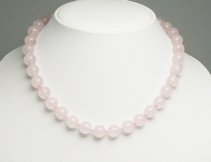 Collier Quartz Rose Pierre Semi Précieuse Ronde 10-11mm