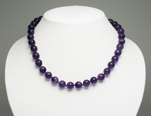 Collier Amethyste Pierre Semi Précieuse Ronde 10-11mm