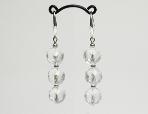 Boucles d`Oreilles Cristal de Roche Dormeuses Facettées 10mm