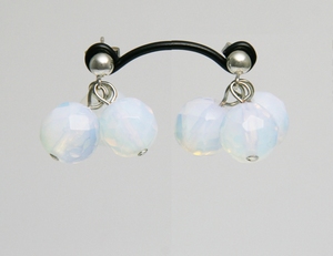 Boucles d`Oreilles Pierre de Lune Clous Facettés 9-10mm