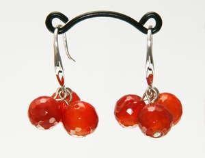 Boucles d`Oreilles Dormeuses Agathe Facettée Rouge Brun H