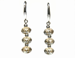 Boucles d`Oreilles Dormeuses 3 Cristaux Swarovski 8GS Ag 925