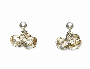 Boucles d`Oreilles Clous 3 Cristaux Swarovski GSHA Ag 925