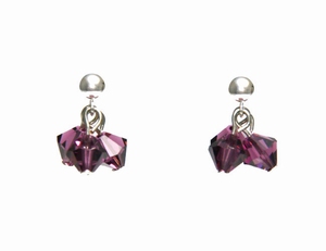 Boucles d`Oreilles Clous 3 Cristaux Swarovski AM Argent 925