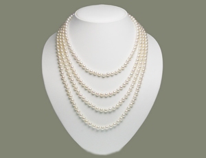Collier de Perles de Culture 4 Rangs 6mm Blanc AA+ Ag 925