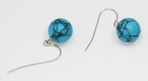 Boucles d`Oreilles Turquoise Dormeuses 10-11mm Argent 925