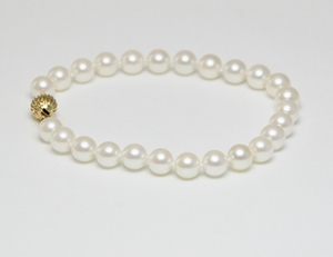 Bracelet Perles de Culture Akoya AAA 7.5mm Long. 18cm Or 14k