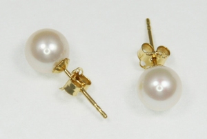 Boucles d`Oreilles Akoya du Japon 6-6.5mm Blanc AAA Or 18k