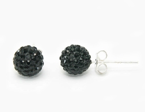 Boucles d`Oreilles Cristaux SWAROVSKI Clous 8mm Noir Ag 925