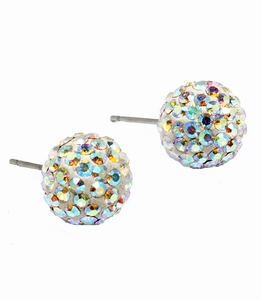 Boucles d`Oreilles Cristaux SWAROVSKI Clous 8mm AB Ag 925