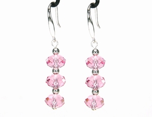 Boucles d`Oreilles Dormeuses 3 Cristaux Swarovski 8LR Ag 925