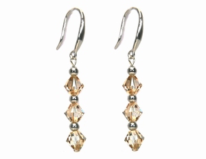 Boucles d`Oreilles Dormeuses 3 Cristaux Swarovski 6GS Ag 925