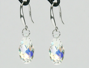 Boucles d`Oreilles Goutte SWAROVSKI 17mm AB Dormeuses Ag 925