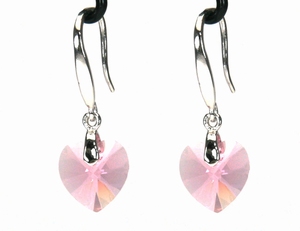 Boucles d`Oreilles Coeur SWAROVSKI 10mm LR Dormeuses Ag 925