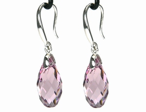 Boucles d`Oreilles Goutte SWAROVSKI 17mm AM Dormeuses Ag 925