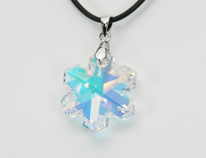 Pendentif Cristal SWAROVSKI Flocon 30mm AB Argent 925