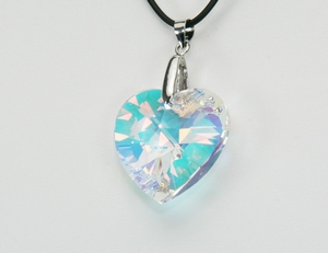 Pendentif Cristal SWAROVSKI Coeur 28mm AB Argent 925