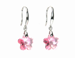 Boucles d`Oreilles Dormeuses Fleur 11mm Swarovski LR Ag 925