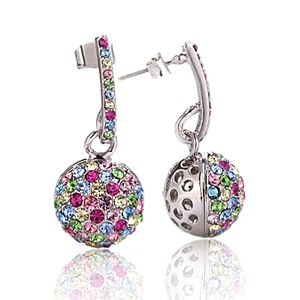 Boucles d`Oreilles Cristaux SWAROVSKI Boule Multicolor