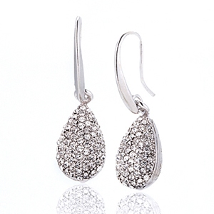 Boucles d`Oreilles Cristaux SWAROVSKI Gouttes Clair Rhodium