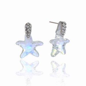 Boucles d`Oreilles Cristaux SWAROVSKI Etoiles de Mer Rhodium