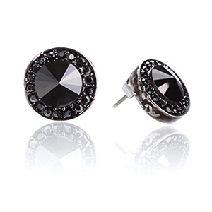 Boucles d`Oreilles Cristaux SWAROVSKI Clous Noir Hematite