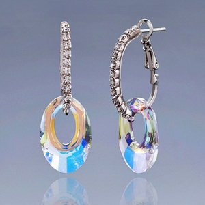 Boucles d`Oreilles Cristaux SWAROVSKI Créoles HEL AB Rhodium