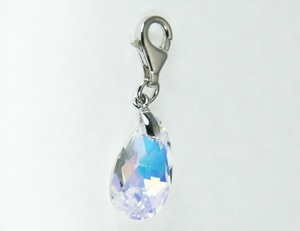 Charm Cristal SWAROVSKI Goutte Aurore Boréale 3cm Argent 925