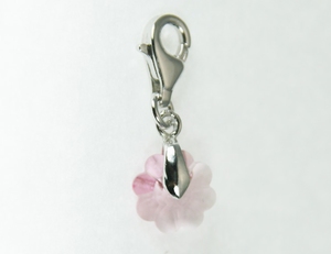 Charm Cristal SWAROVSKI Fleur Light Rose 2.5cm Argent 925