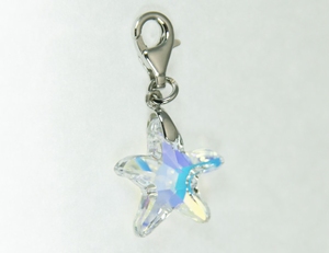 Charm Cristal SWAROVSKI Etoile de Mer AB 3cm Argent 925