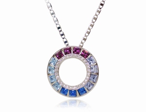 Collier Pendentif Anneau Cristaux SWAROVSKI Multicolor