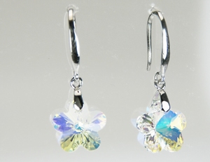 Boucles d`Oreilles Dormeuses Fleur 11mm Swarovski AB Ag 925