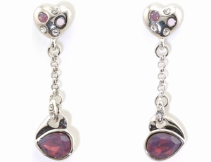 Boucles d`Oreilles Cristaux SWAROVSKI Coeurs Chainette AM OP