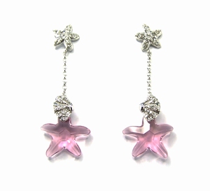 Boucles d`Oreilles Cristaux SWAROVSKI Océane Etoiles Mer AM