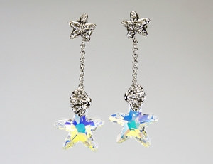 Boucles d`Oreilles Cristaux SWAROVSKI Océane Etoiles Mer AB