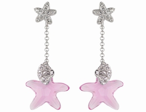 Boucles d`Oreilles Cristaux SWAROVSKI Océane Etoiles Mer LR