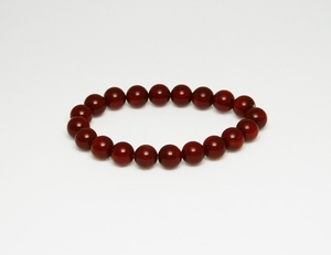 Bracelet Corail Rouge Poli Perles Rondes 8mm