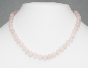 Collier Quartz Rose Pierre Semi Précieuse Ronde 6-7mm