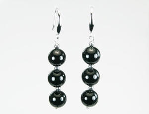 Boucles d`Oreilles Onyx Dormeuses Ronde 10mm V Argent 925