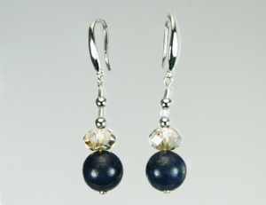 Boucles d`Oreilles Lapis Lazuli et Cristaux SWAROVSKI