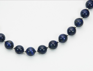 Collier Lapis-Lazuli 10mm et Billes d`Argent 925