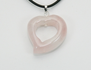 Pendentif Quartz Rose Coeur 2.5cm Argent 925/1000