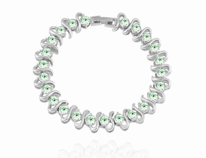 Bracelet Cristaux Swarovski Cristaux Verts, Rhodium